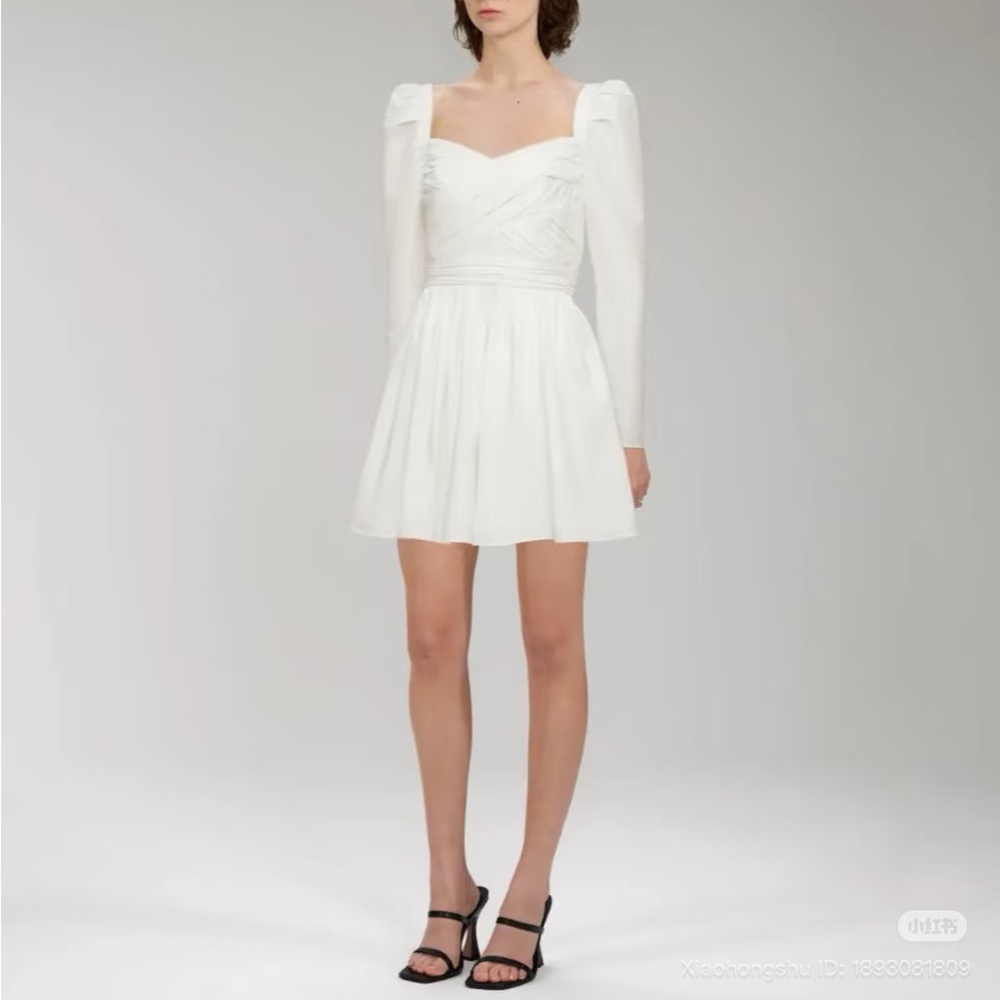 Self-Portrait White Taffeta Mini Dress